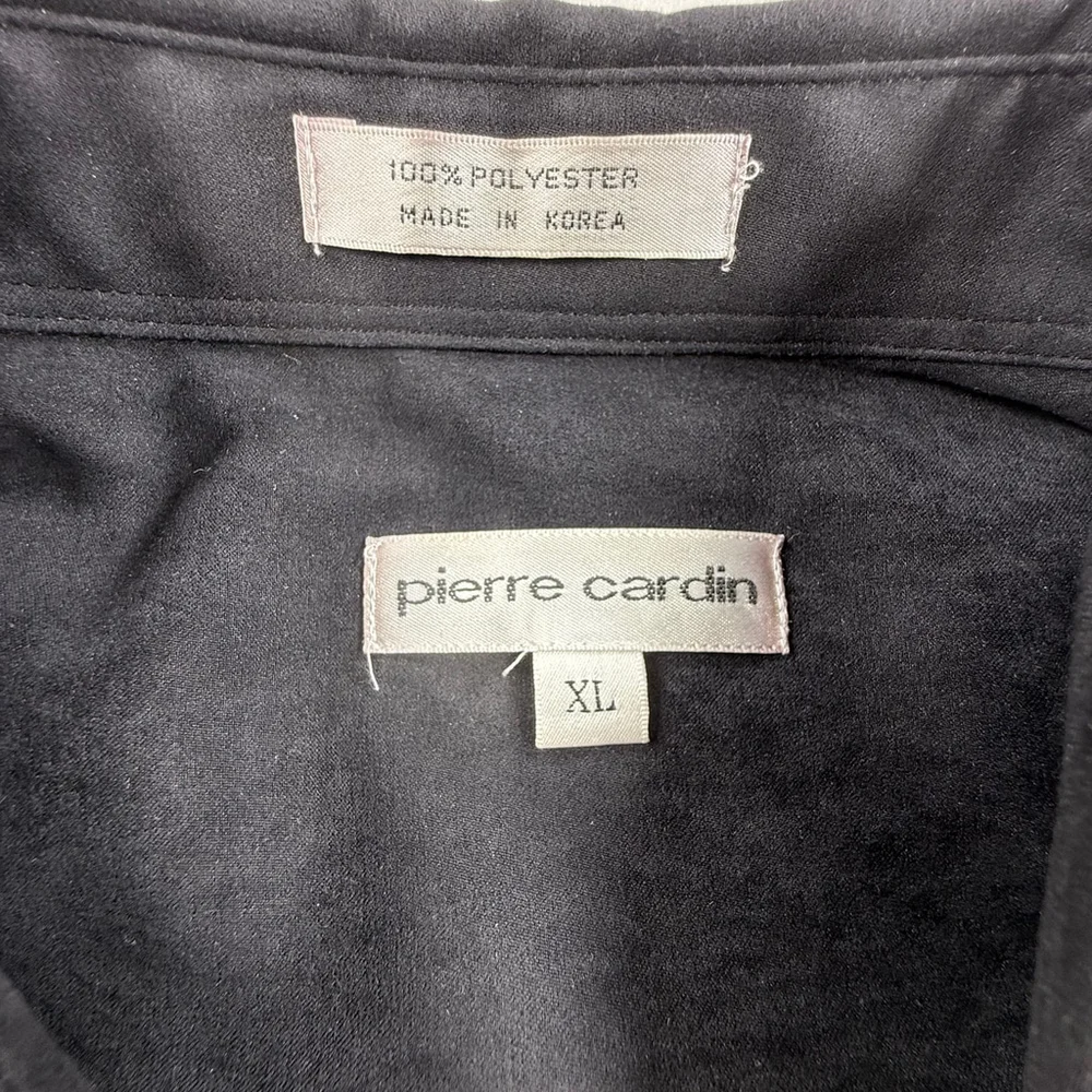Pierre Cardin Black Faux Suede Long Sleeve Button-Up Shirt Size XL